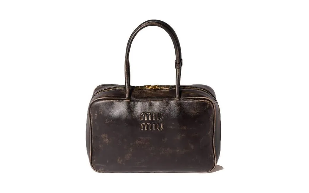 Bolsa bowling em couro nappa marrom café