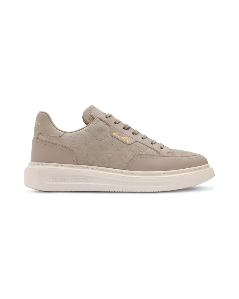 Sneaker de couro bege com sola alta